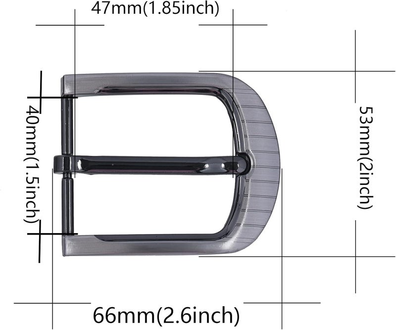 LAXPICOL 1.5"(40mm) Solid Sturdy Single Prong Square Belt Buckle For Men - Image 2